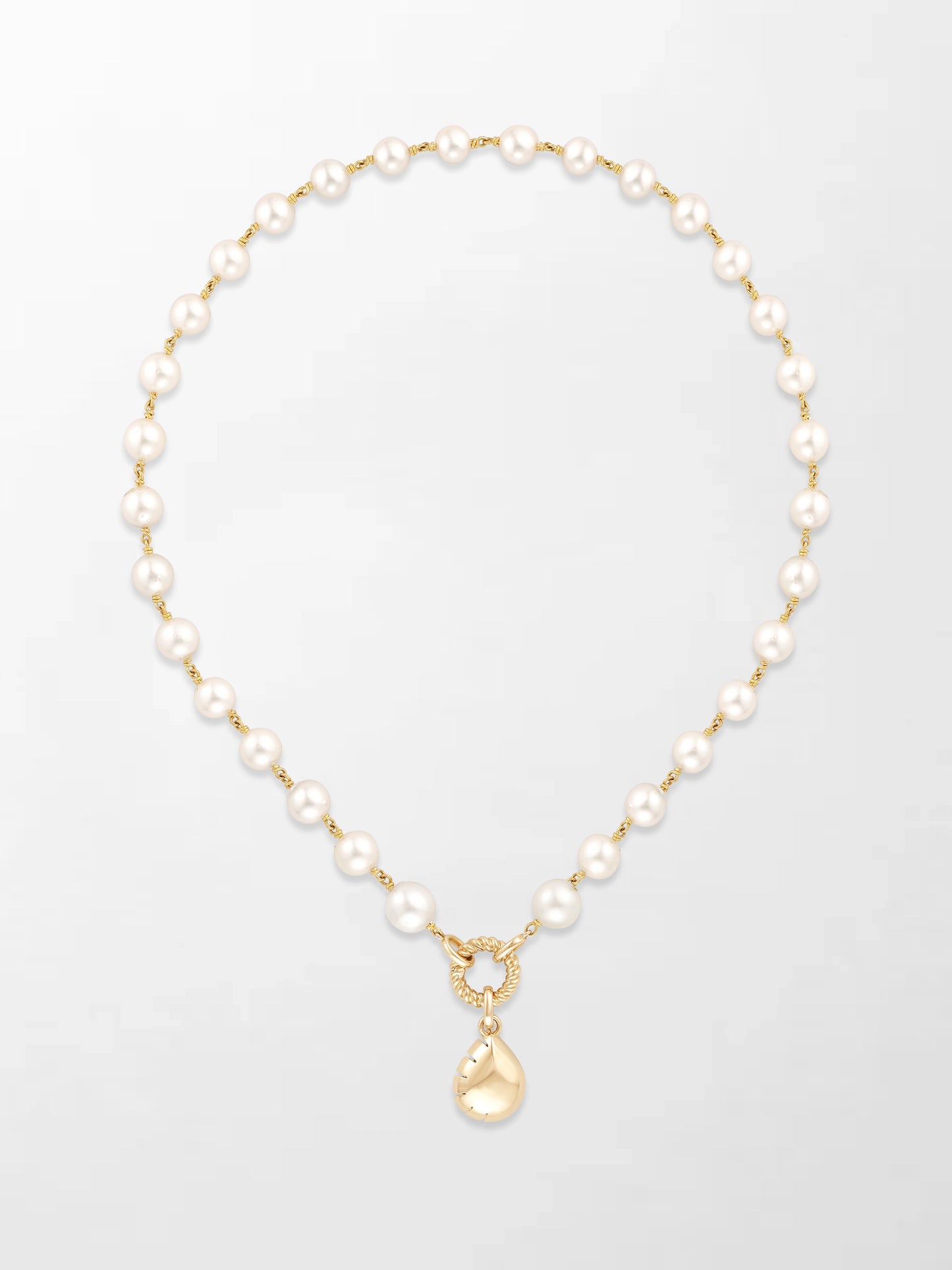 Akoya Pearl Necklace with Split Bezel Pear Pendant