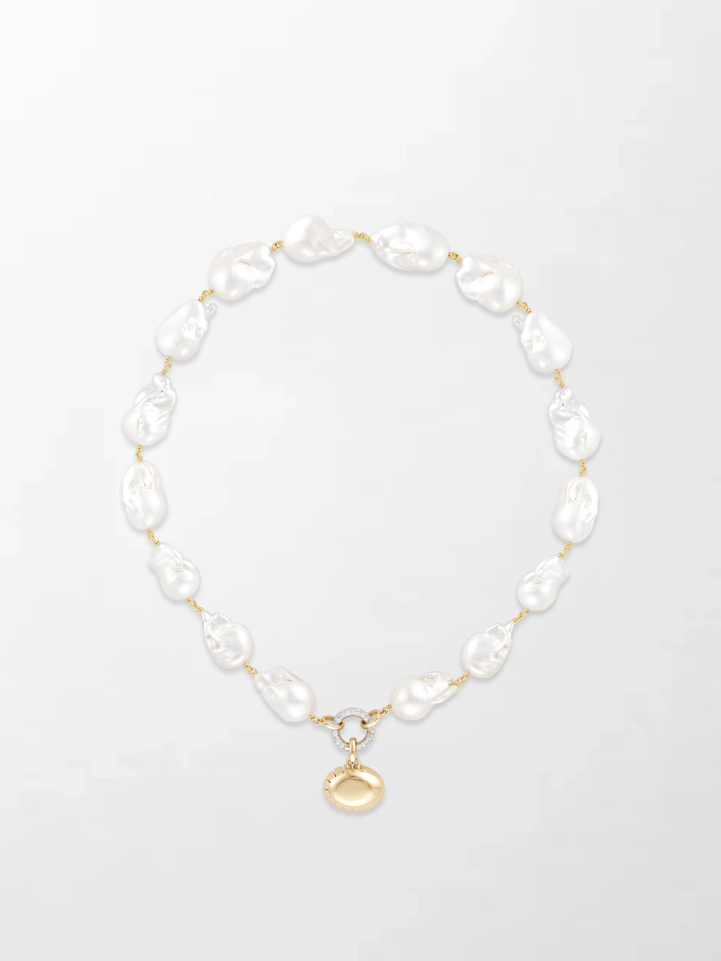 Baroque Pearl Necklace with Split Bezel Pavé Pendant