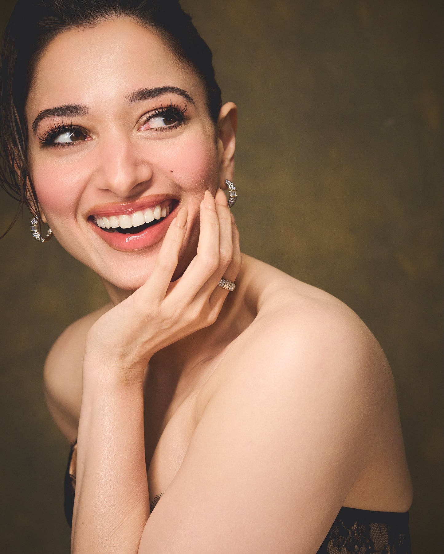 Rhodium Pavé Baguette hoops