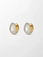 White and Gold Curve Huggies 14K