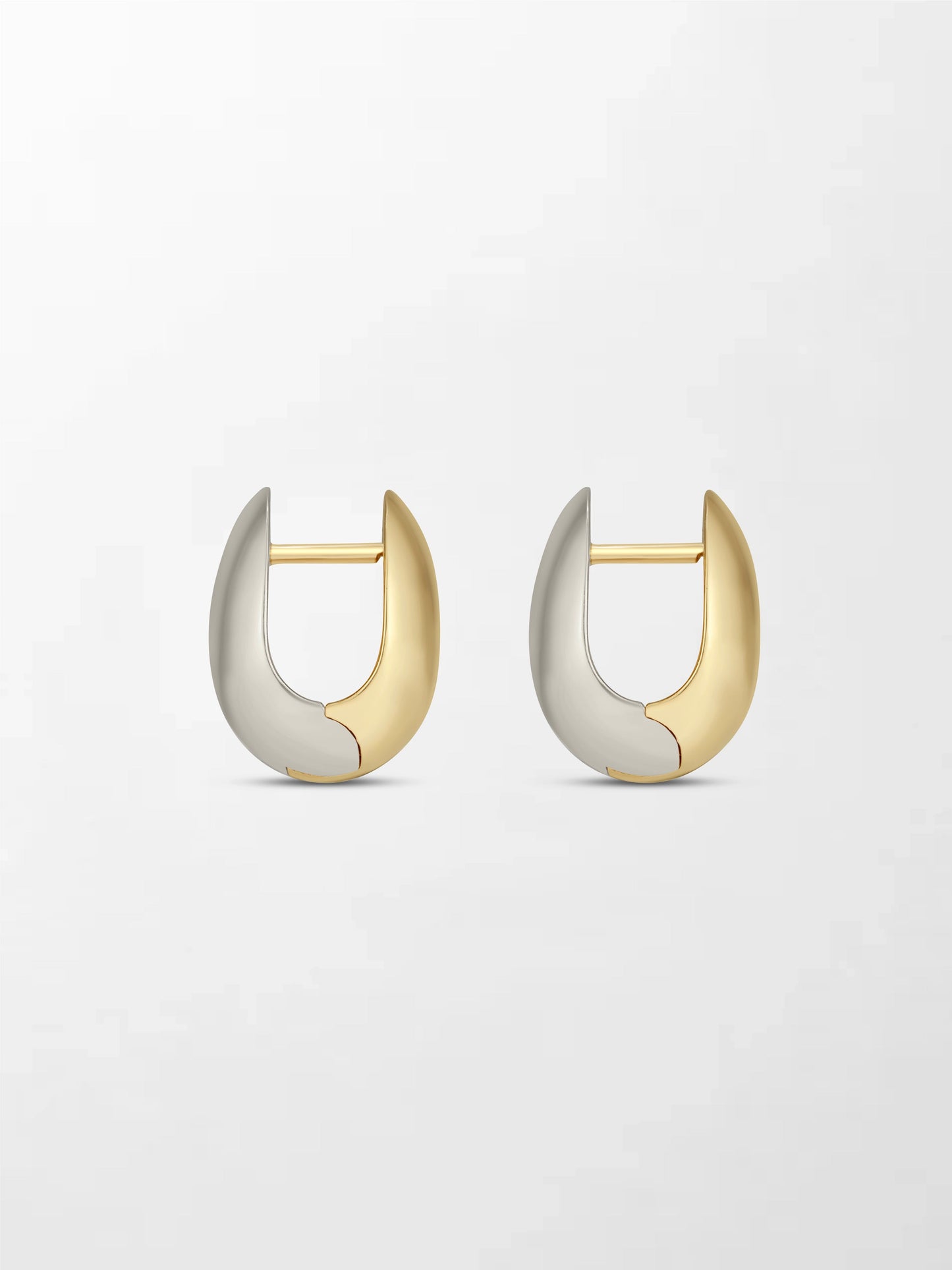 White and Gold Curve Huggies 14K
