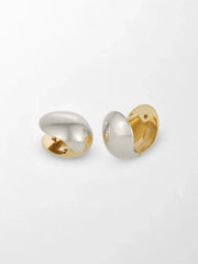 White and Gold Curve Huggies 14K