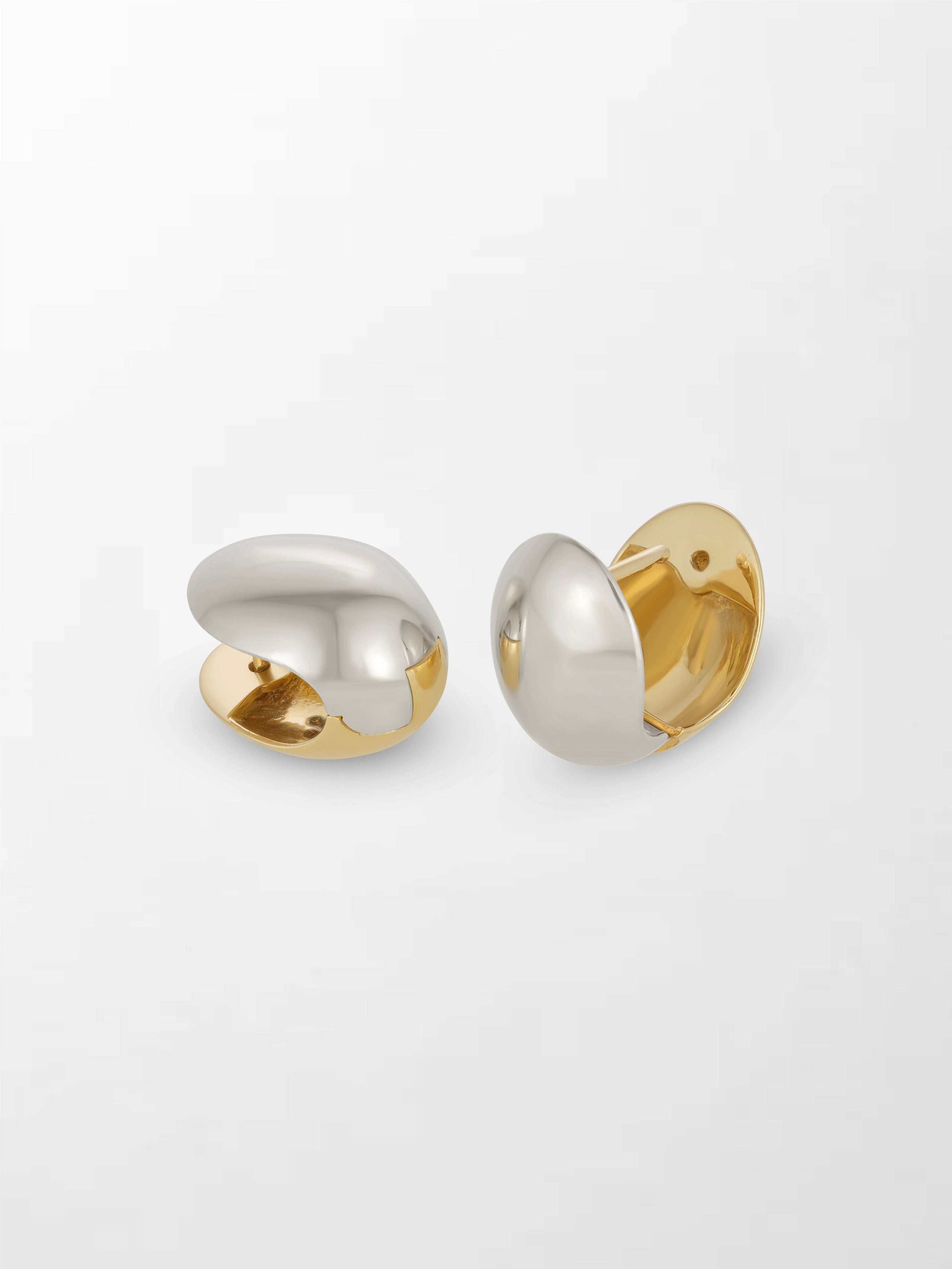 White and Gold Curve Huggies 14K