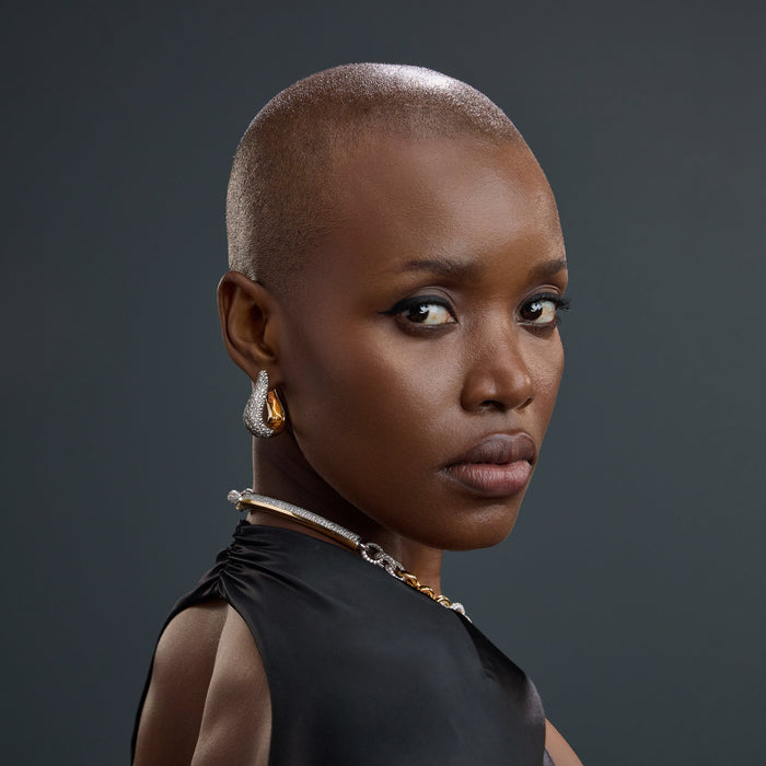 Snow Pave Wave Hoop Earrings