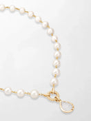 Akoya Pearl Necklace with Split Bezel Pear Pendant