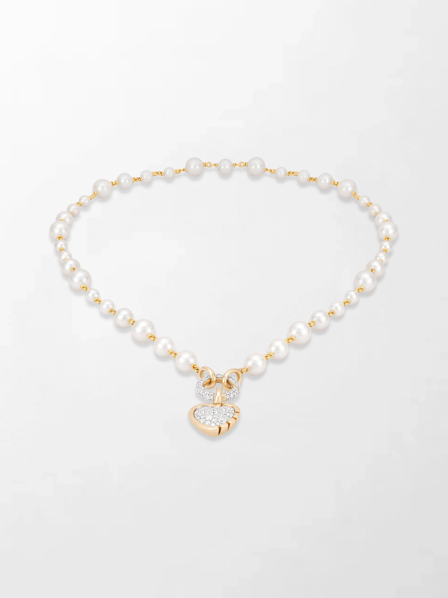 Akoya Pearl Necklace with Split Bezel Heartlight Pendant
