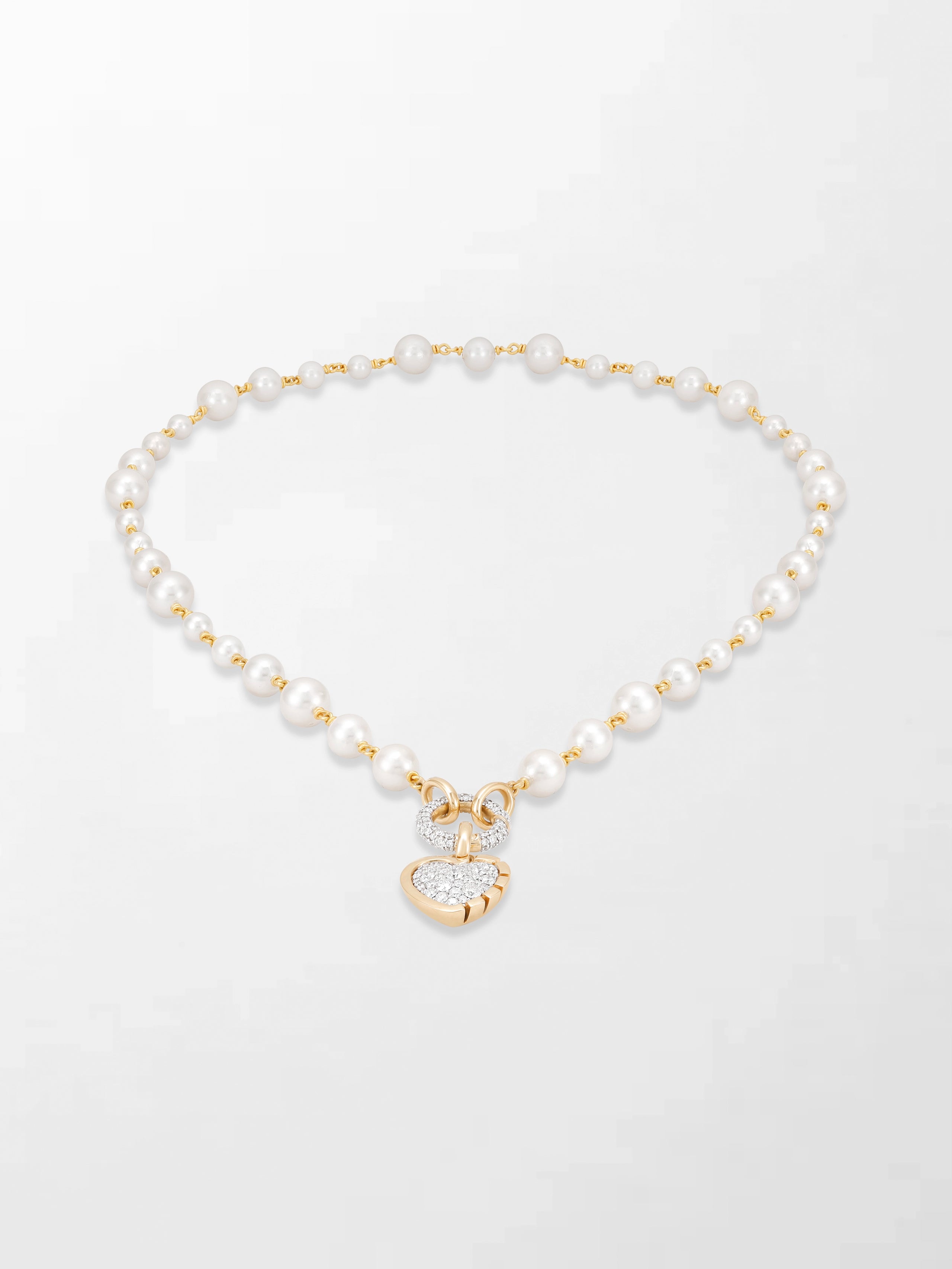 Akoya Pearl Necklace with Split Bezel Heartlight Pendant