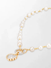 Akoya Pearl Necklace with Split Bezel Heartlight Pendant