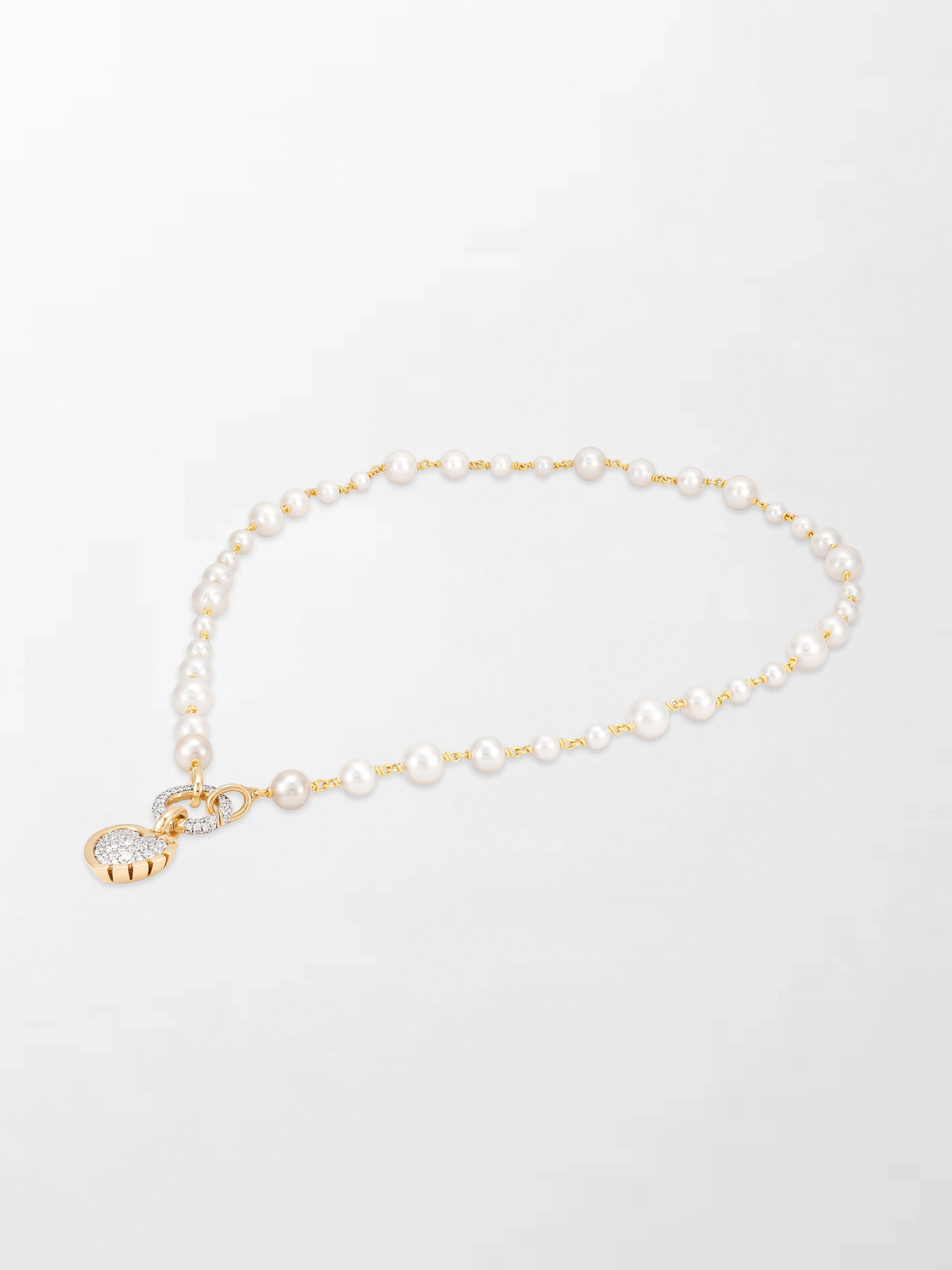 Akoya Pearl Necklace with Split Bezel Heartlight Pendant