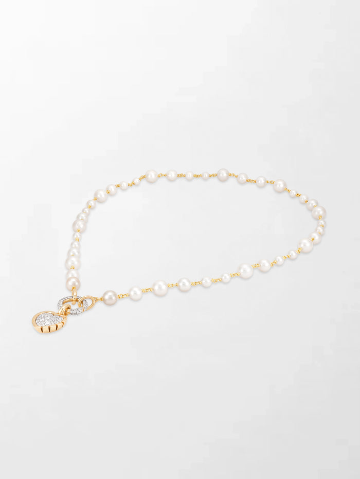 Akoya Pearl Necklace with Split Bezel Heartlight Pendant