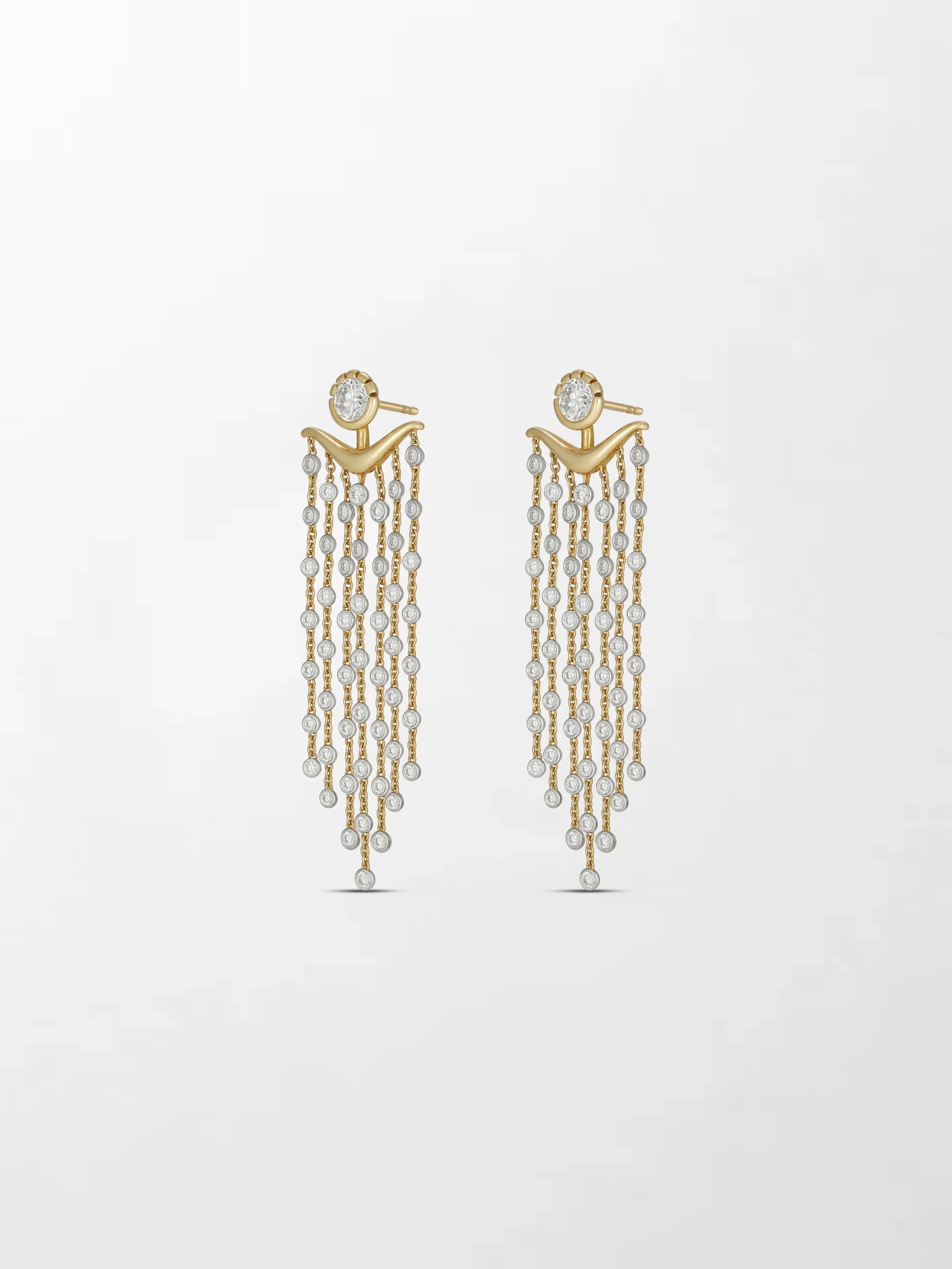 Long Split Bezel Cascade Earring