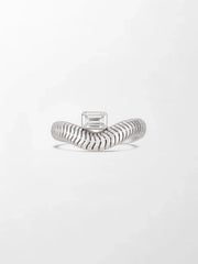 Emerald Cut Wave Ring