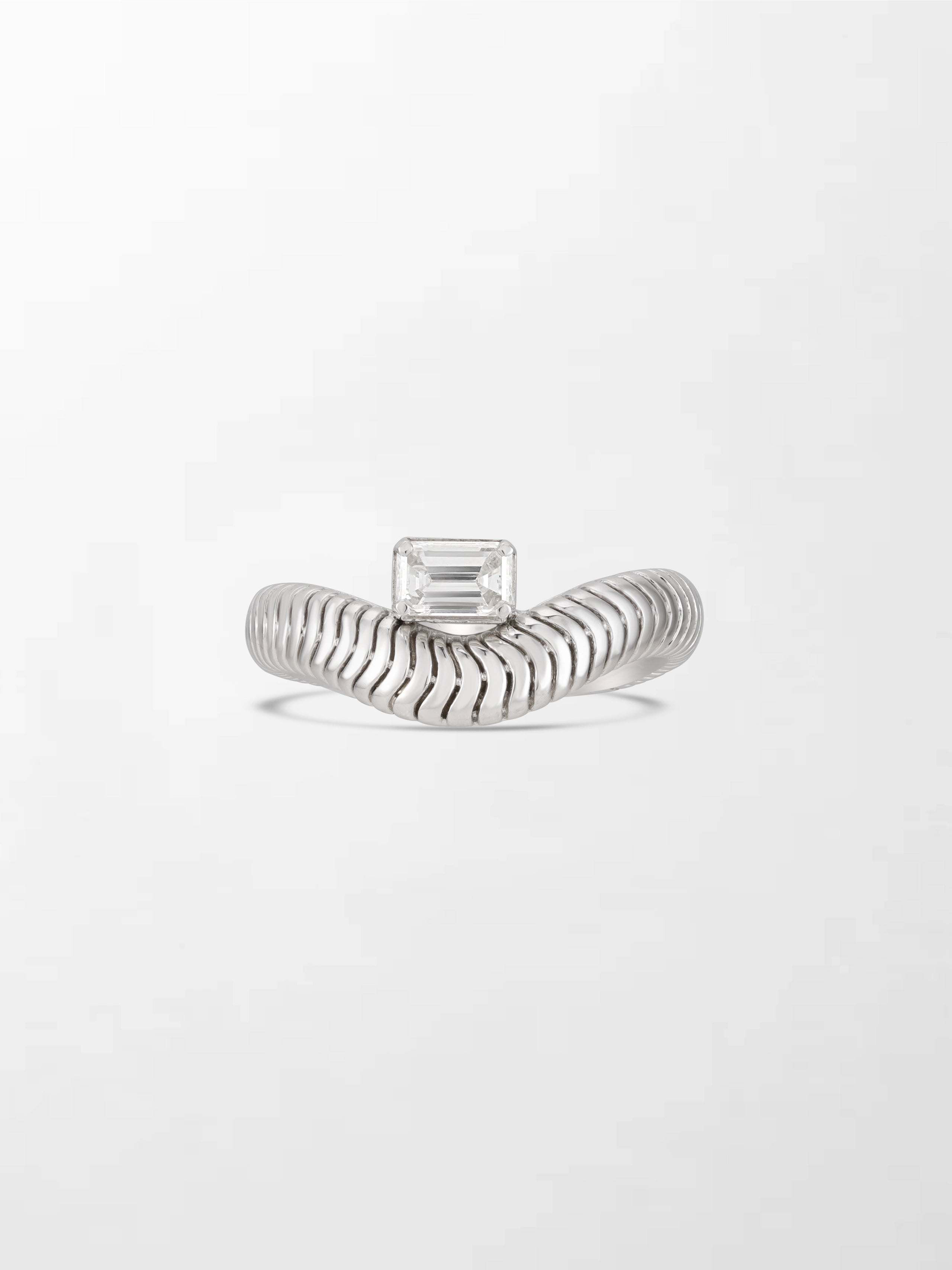 Emerald Cut Wave Ring