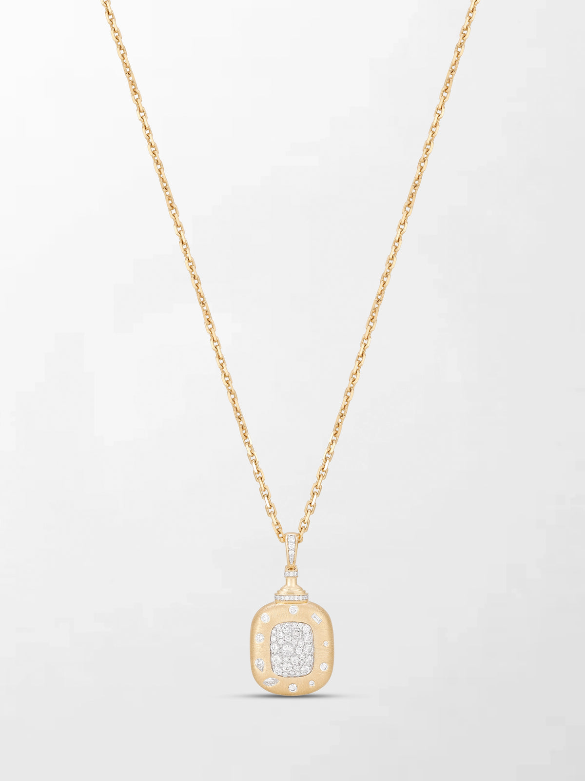 Mixed Shaped Diamond Pendant on Cube Chain
