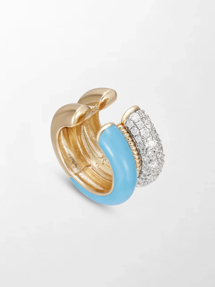 Blue Enamel Pavé Ear Cuff