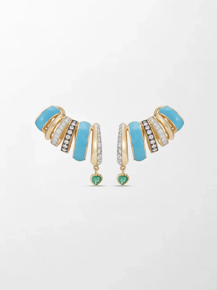 Blue Enamel Heart Emerald Climber