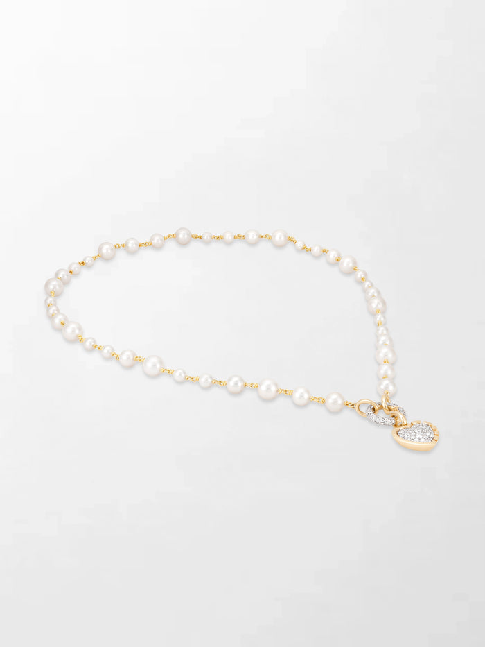 Akoya Pearl Necklace with Split Bezel Heartlight Pendant