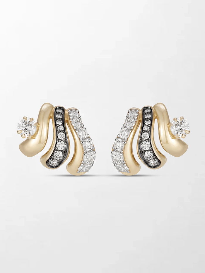 Solitaire Wave Claw Earring