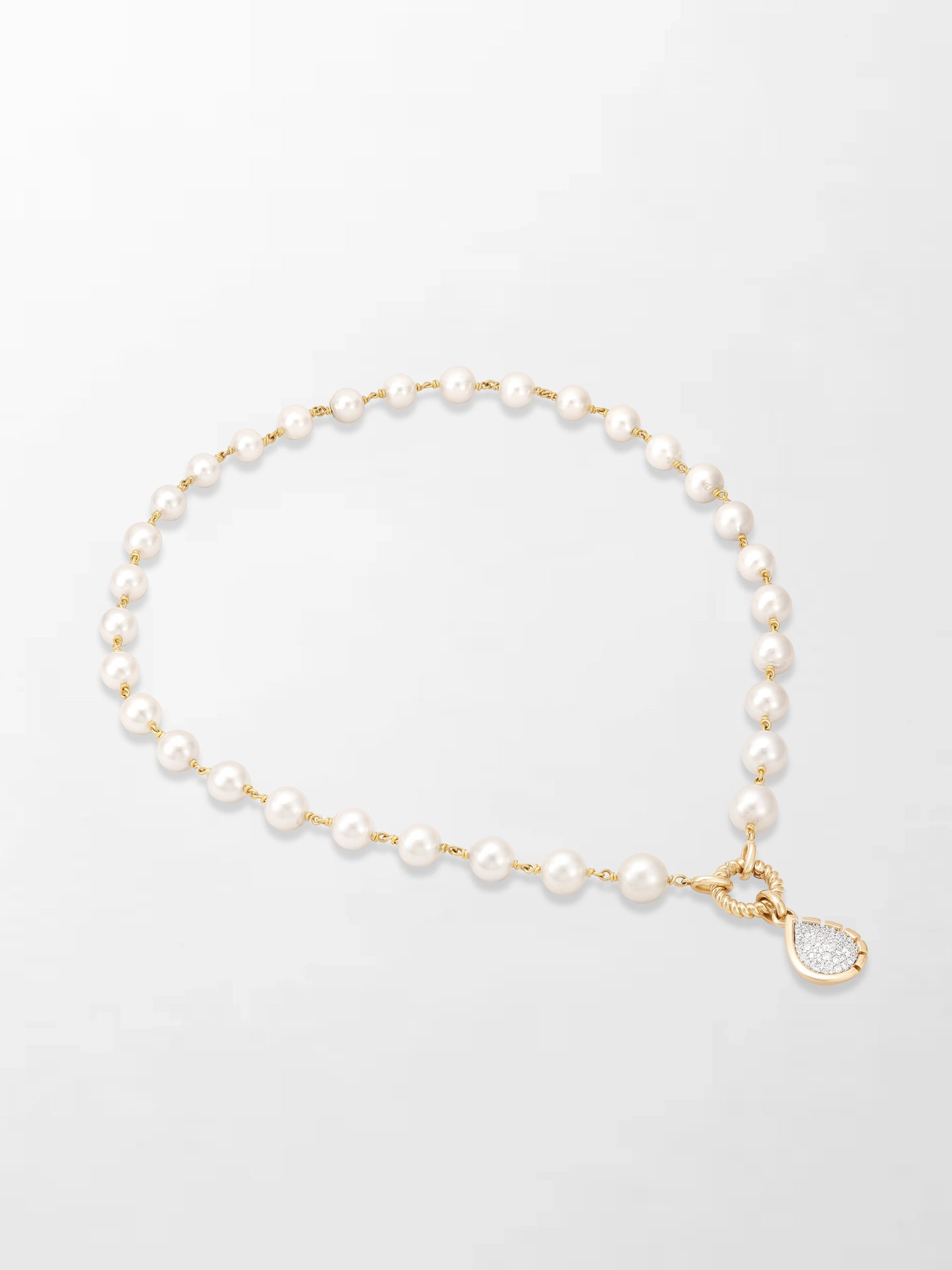 Akoya Pearl Necklace with Split Bezel Pear Pendant