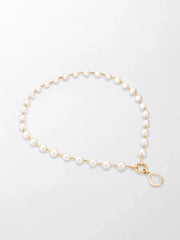 Akoya Pearl Necklace with Split Bezel Pear Pendant