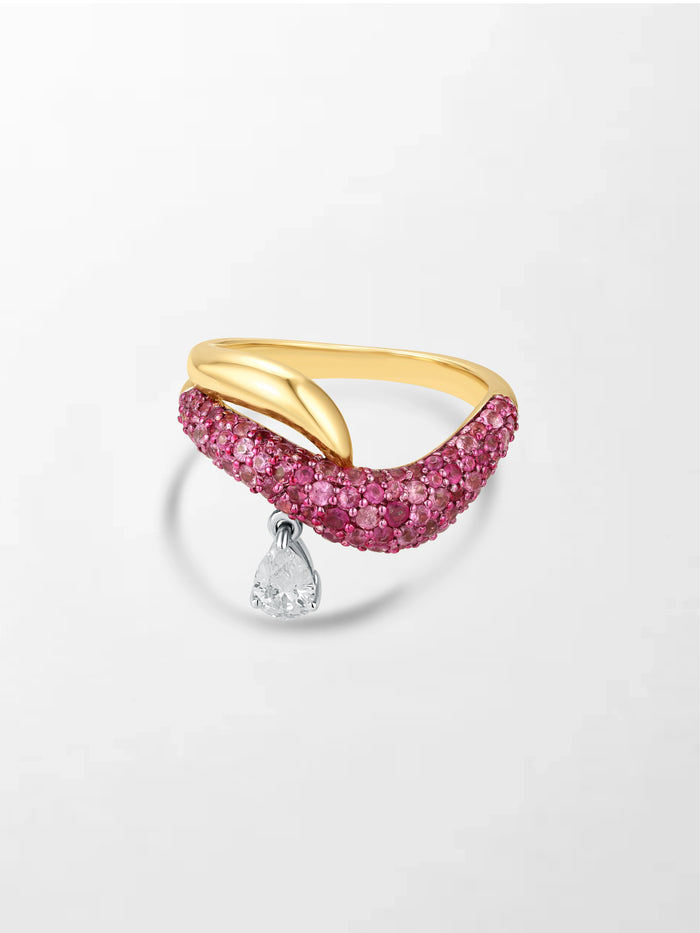 Wave Pear Drop Ring