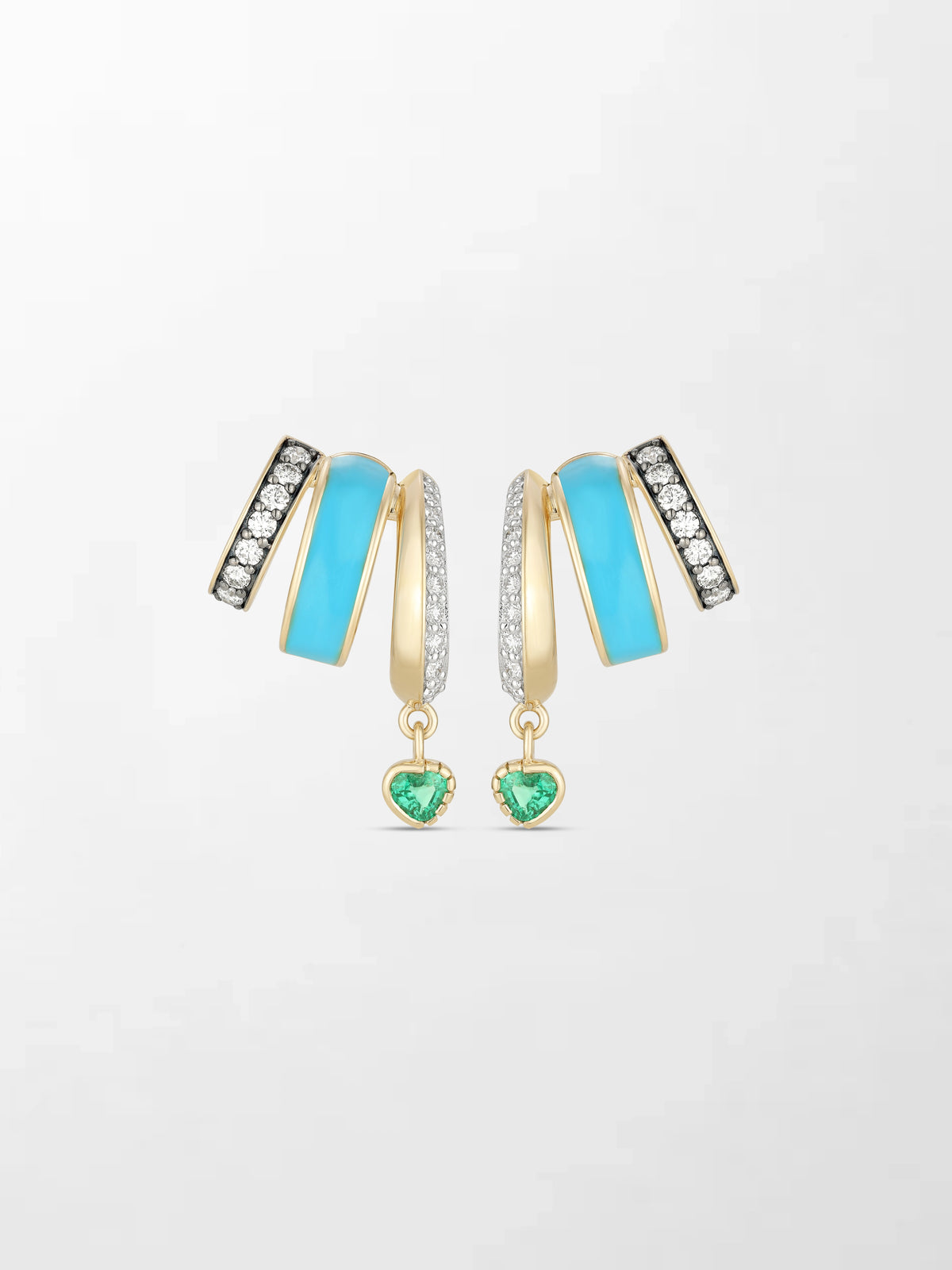 Blue Enamel Heart Emerald Claw