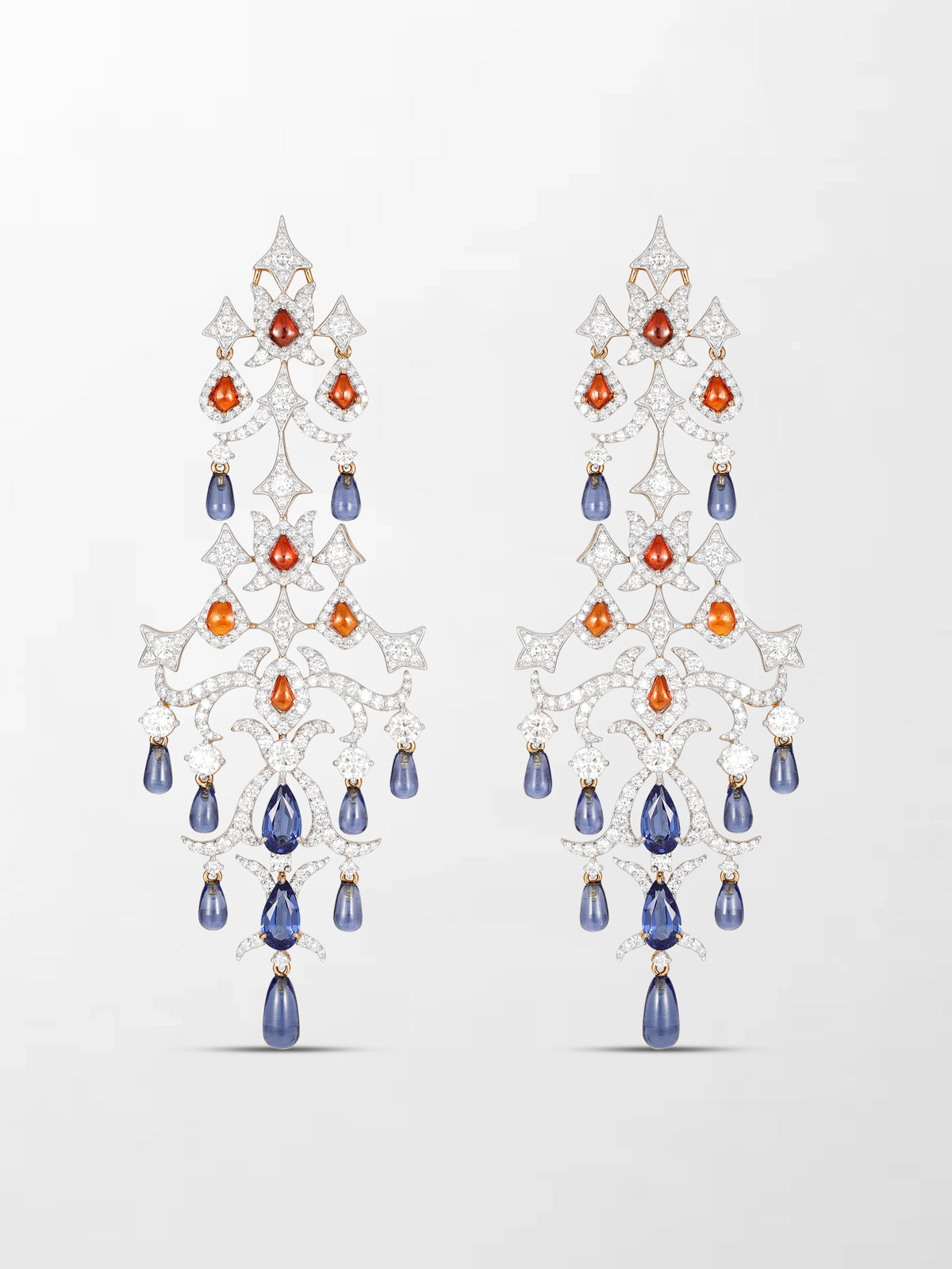 Sapphire Spire Chandelier Earrings
