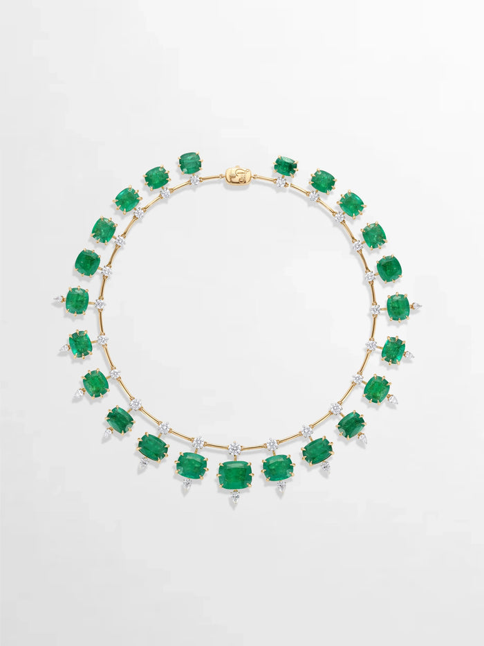 Vintage Cushion Emerald Necklace