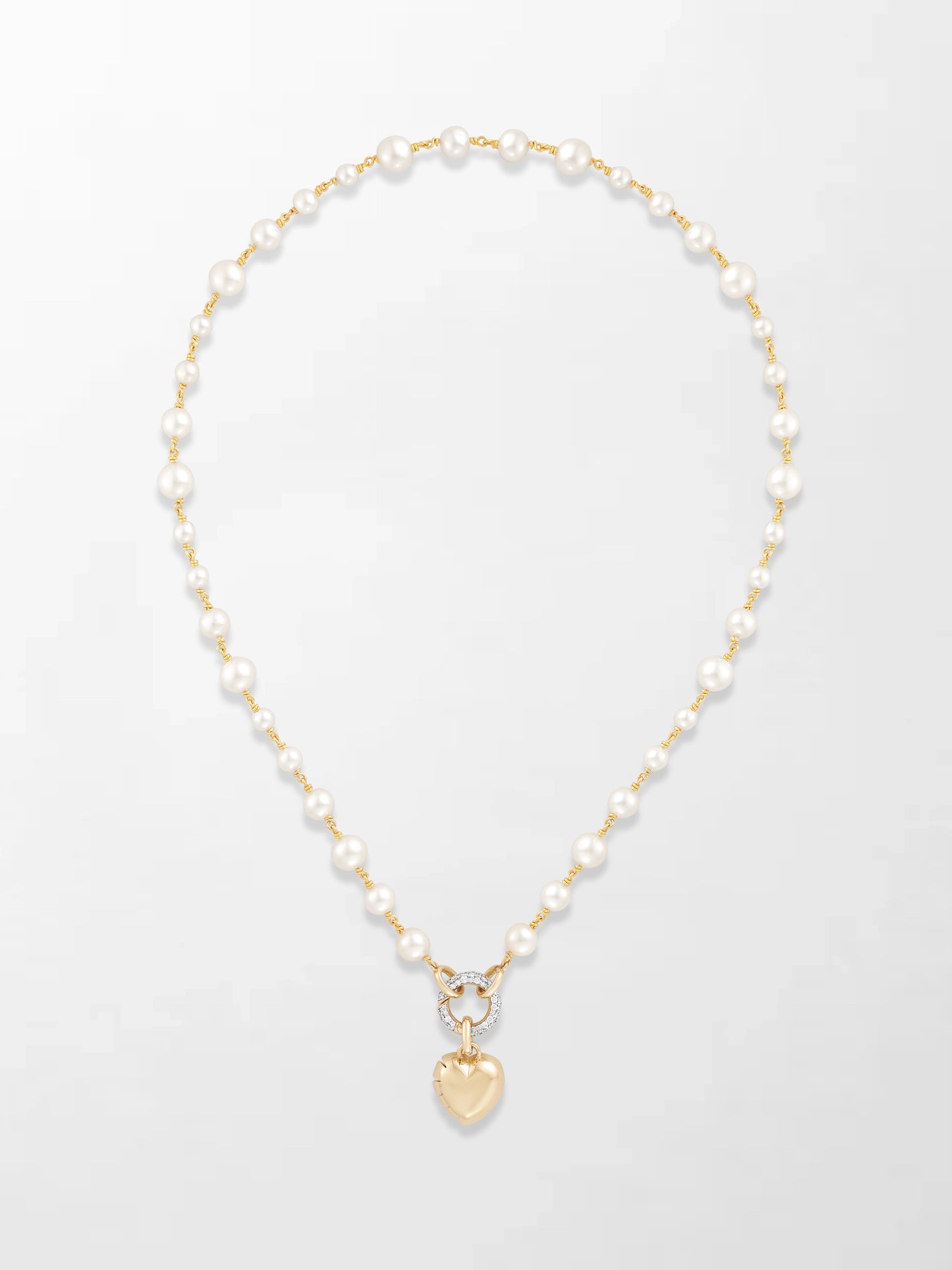 Akoya Pearl Necklace with Split Bezel Heartlight Pendant