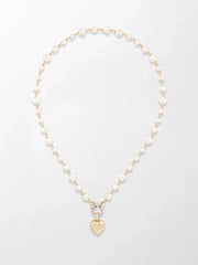 Akoya Pearl Necklace with Split Bezel Heartlight Pendant