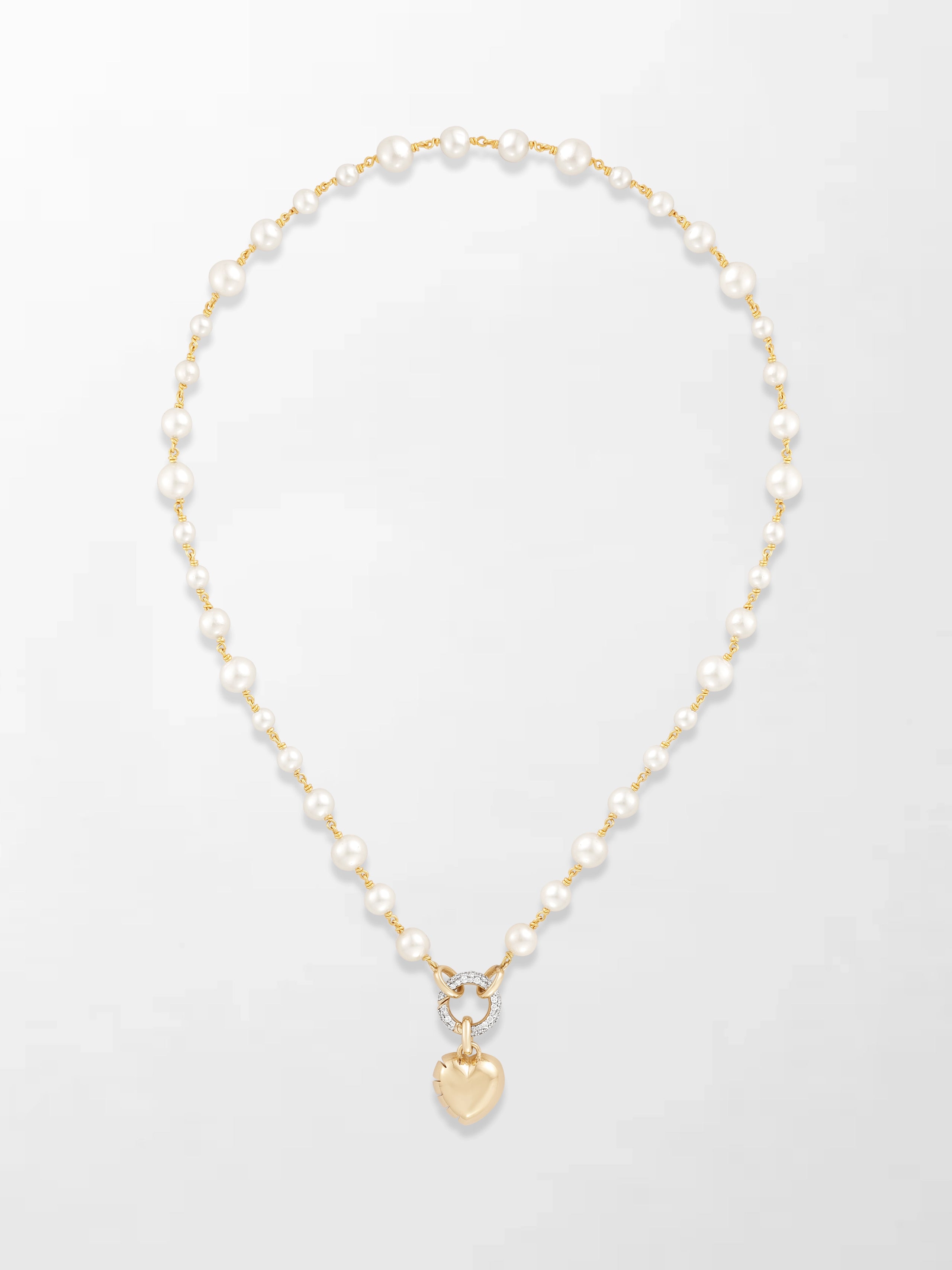 Akoya Pearl Necklace with Split Bezel Heartlight Pendant