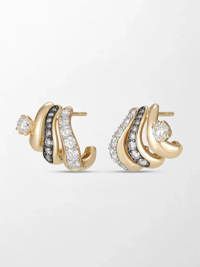 Solitaire Wave Claw Earring