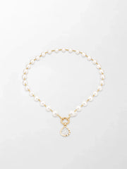 Akoya Pearl Necklace with Split Bezel Pear Pendant