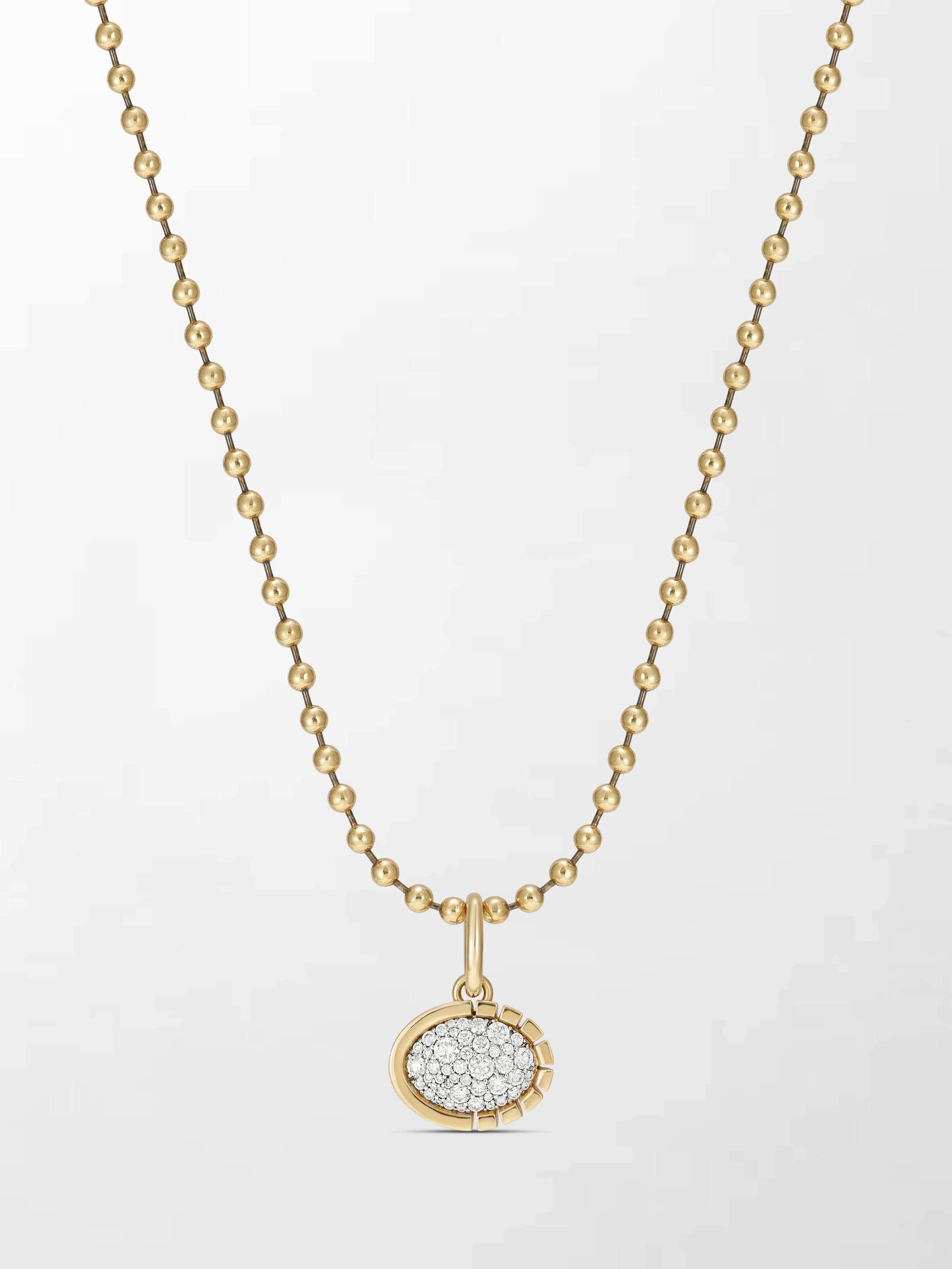 Split Bezel Pavé Pendant with Ball Chain