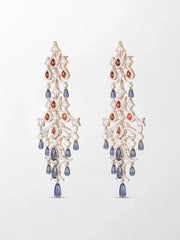 Sapphire Spire Chandelier Earrings