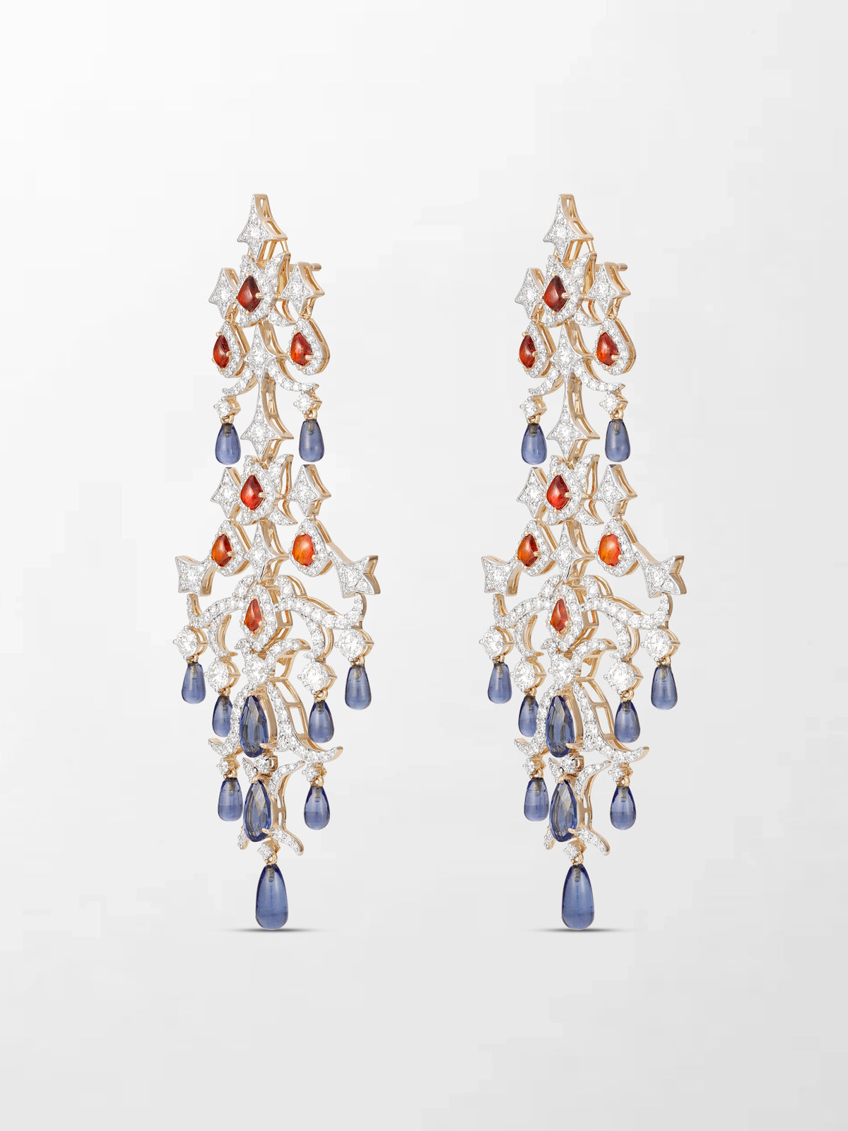 Sapphire Spire Chandelier Earrings