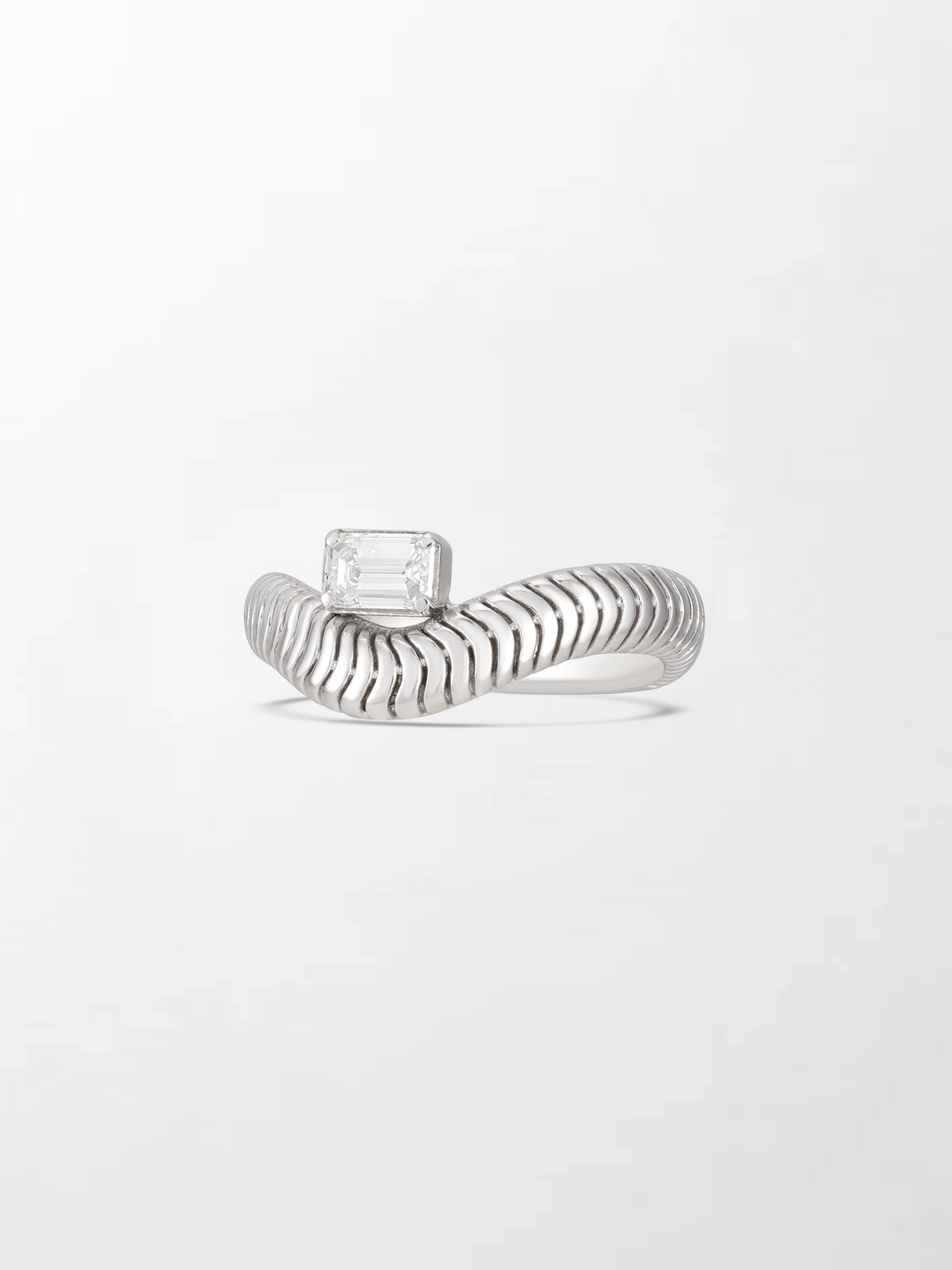 Emerald Cut Wave Ring