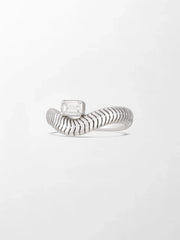 Emerald Cut Wave Ring