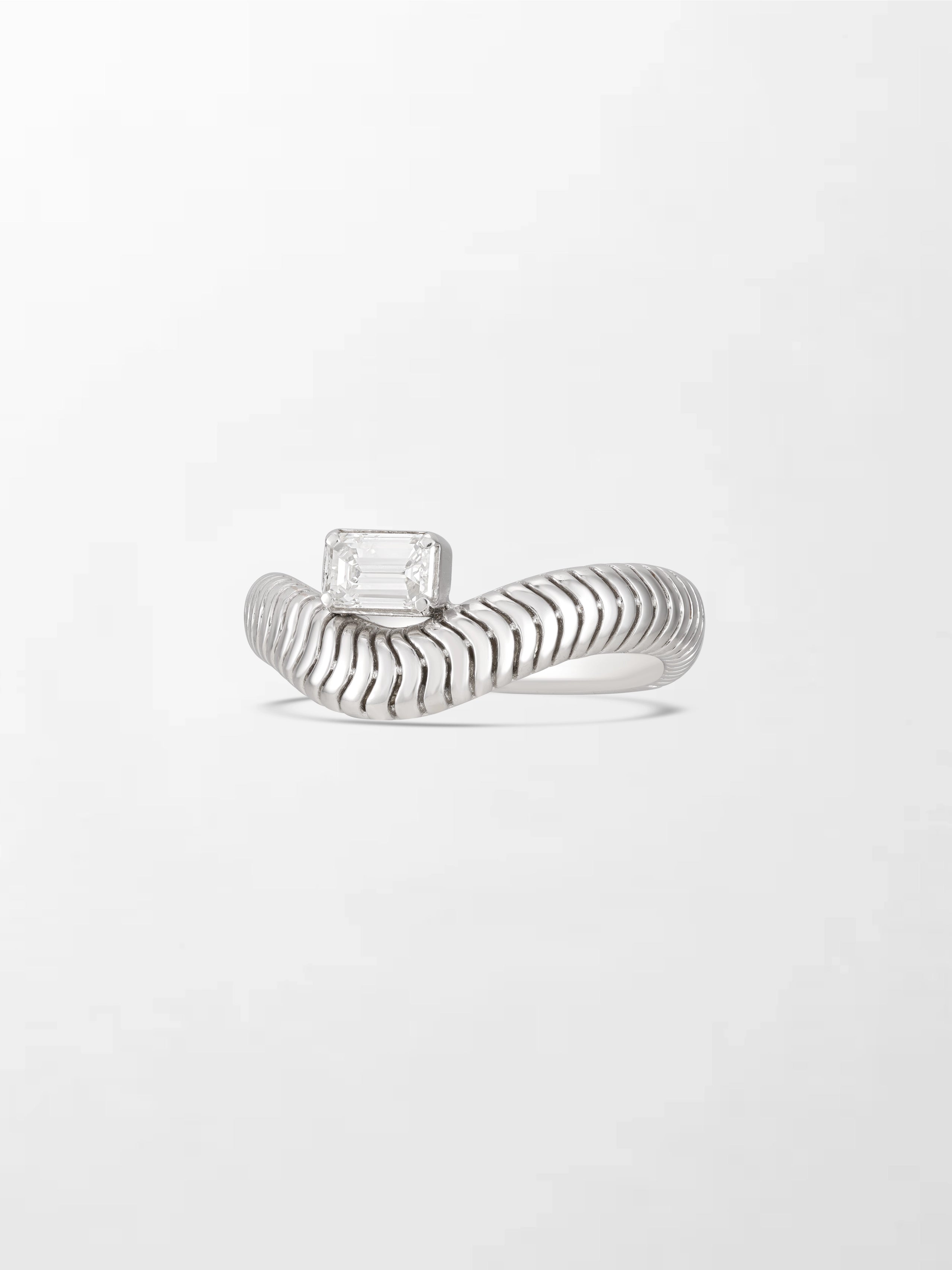 Emerald Cut Wave Ring