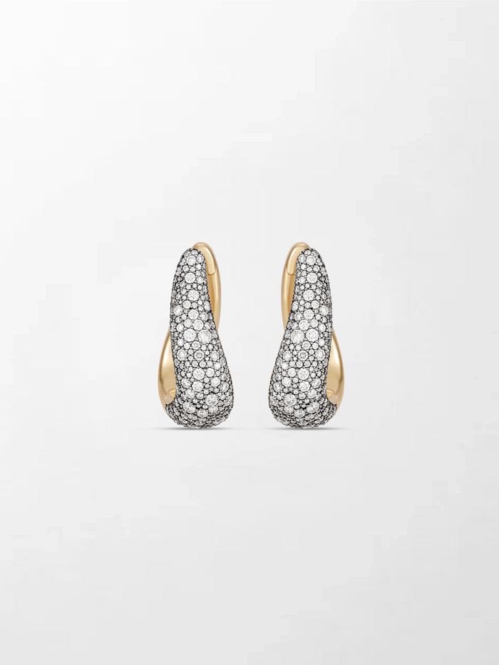 Snow Pave Wave Hoop Earrings