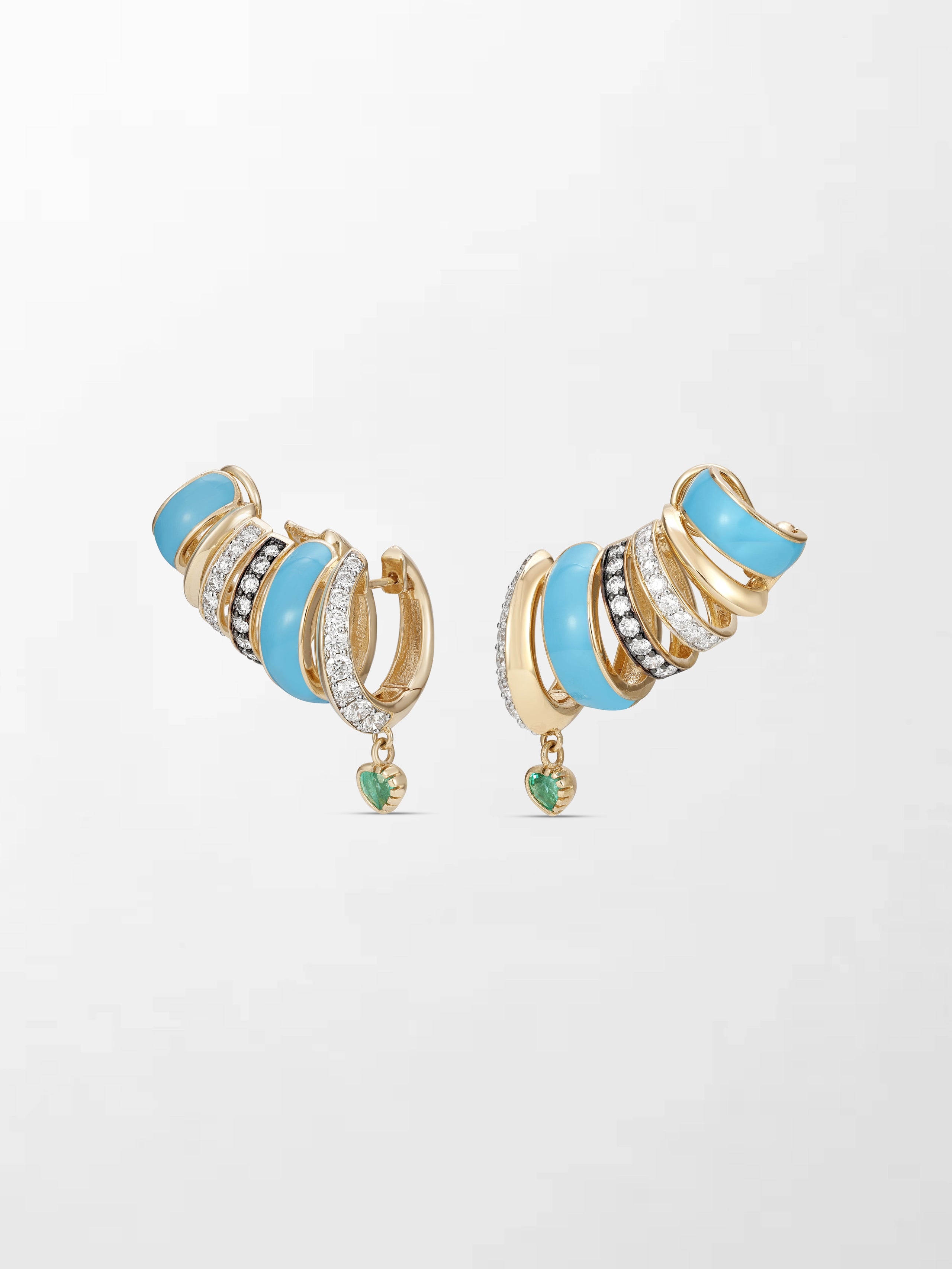 Blue Enamel Heart Emerald Climber