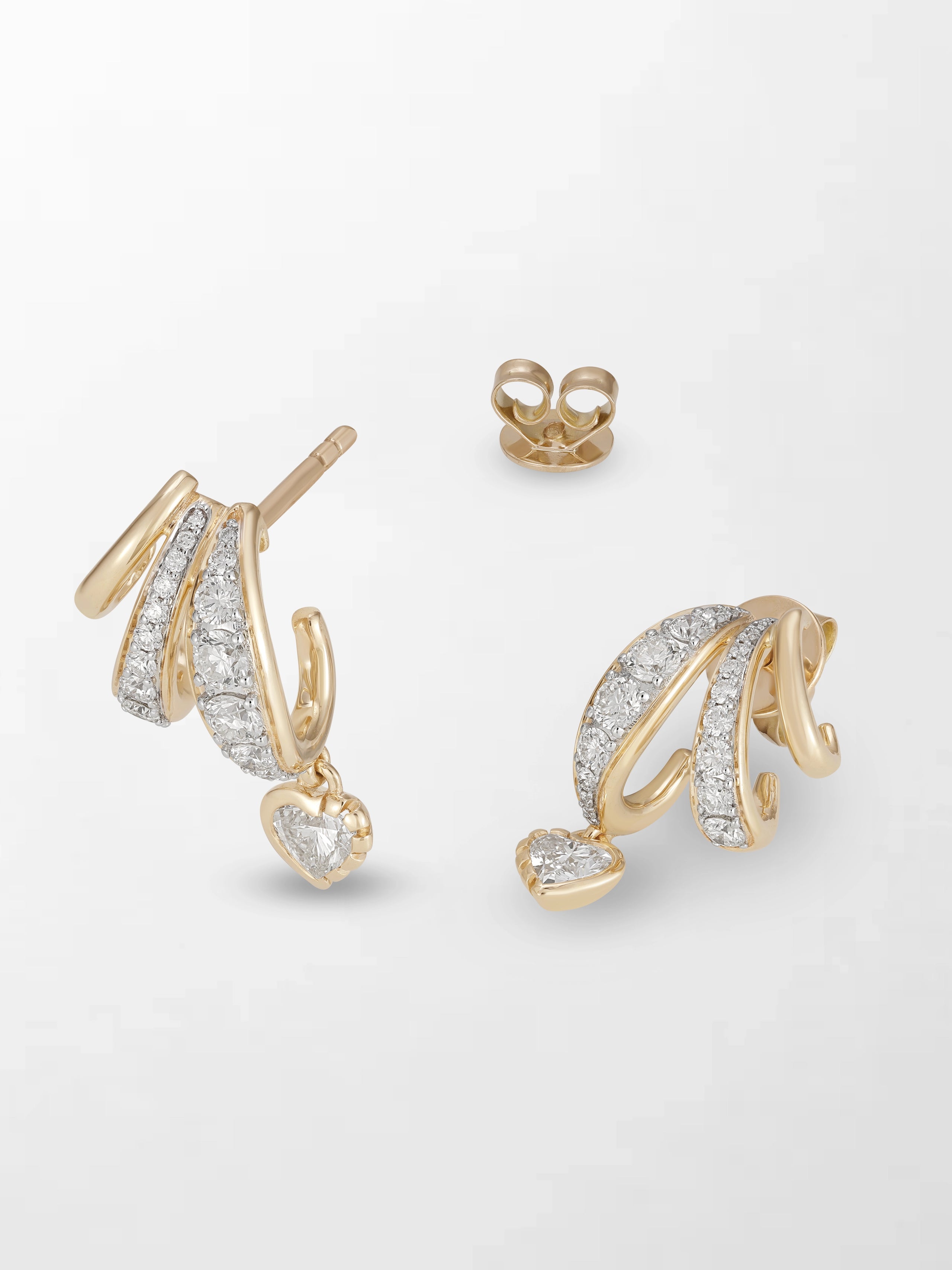 Bezel Heart Drop Earrings