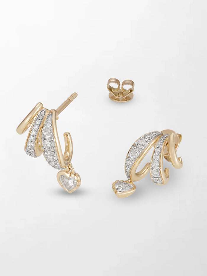 Bezel Heart Drop Earrings