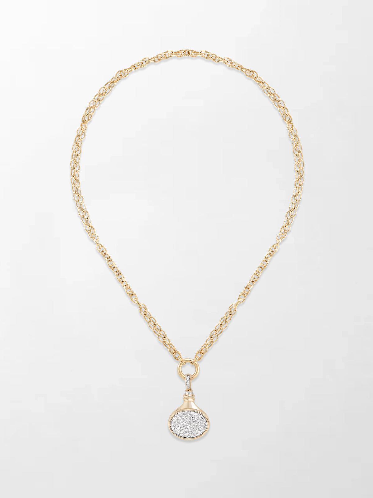 Oval Motif Pave Pendent on Illusion Chain