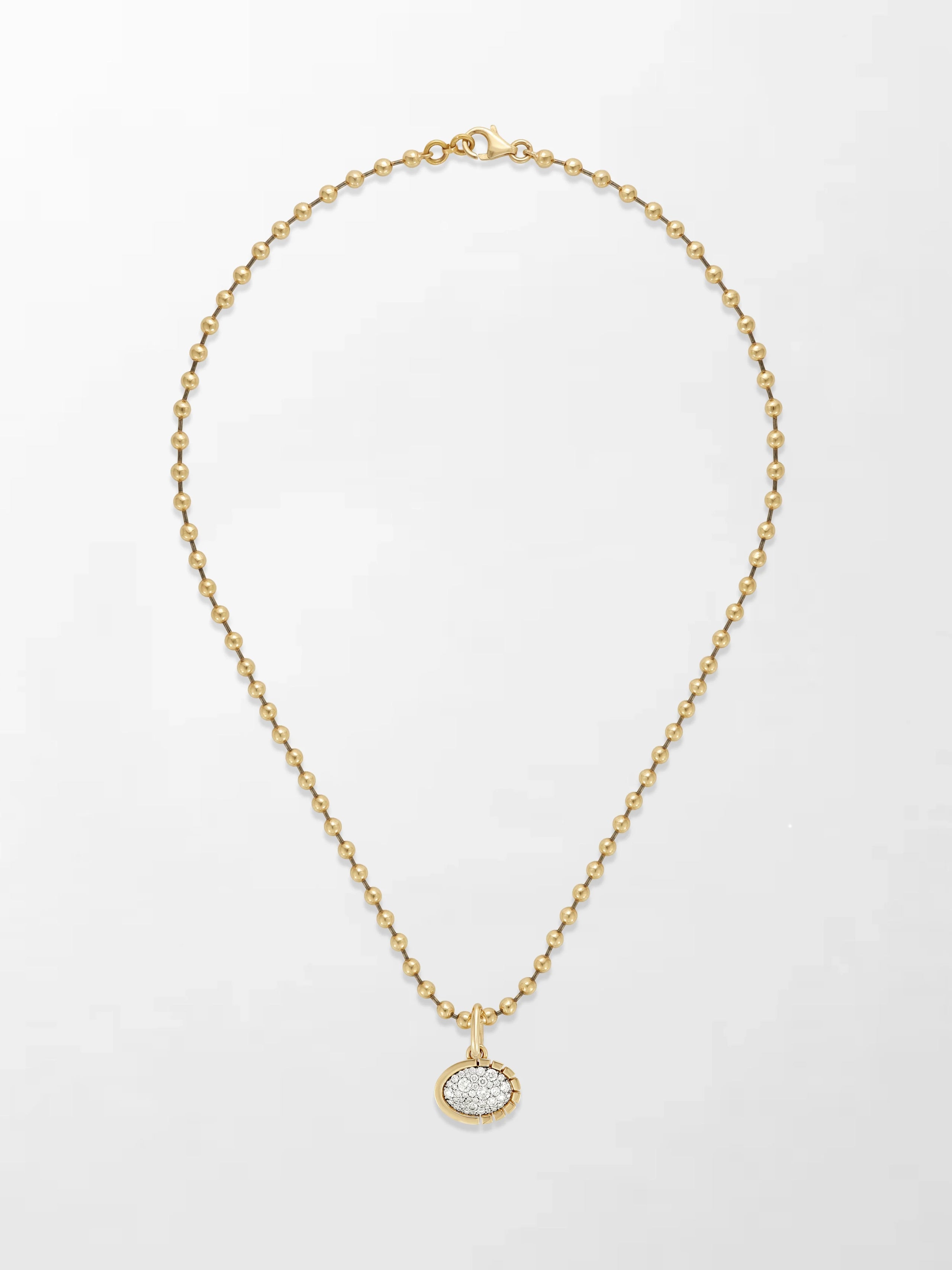 Split Bezel Pavé Pendant with Ball Chain