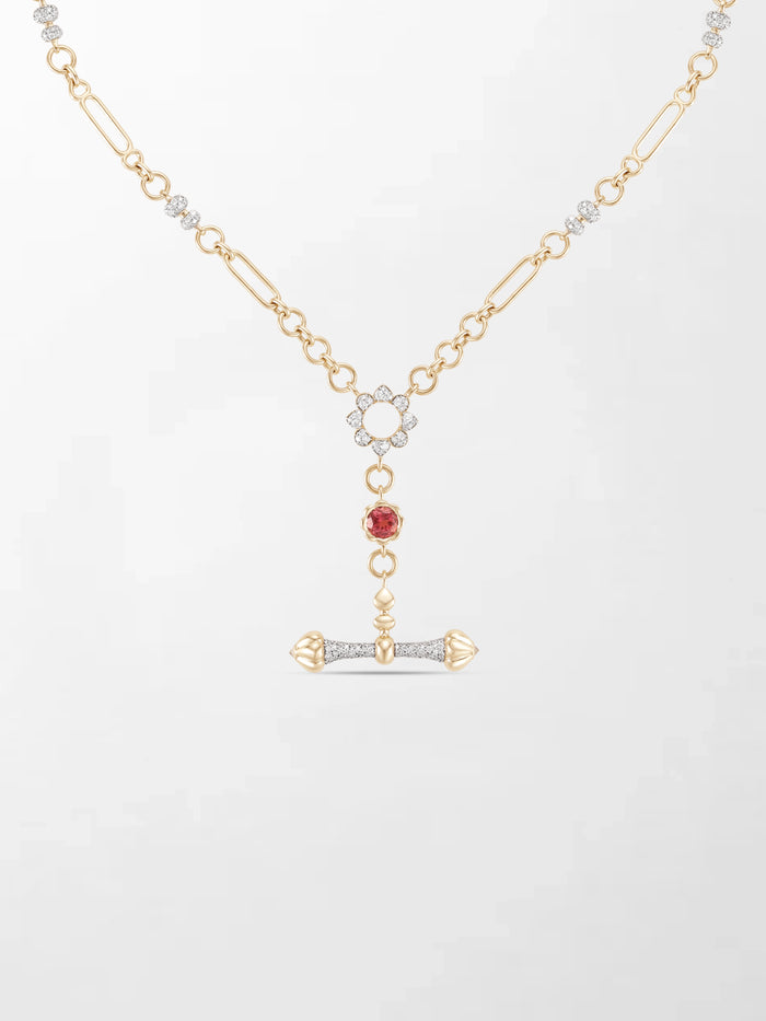 Pink Tourmaline T-Bar Chain