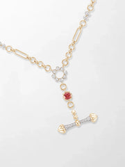 Pink Tourmaline T-Bar Chain