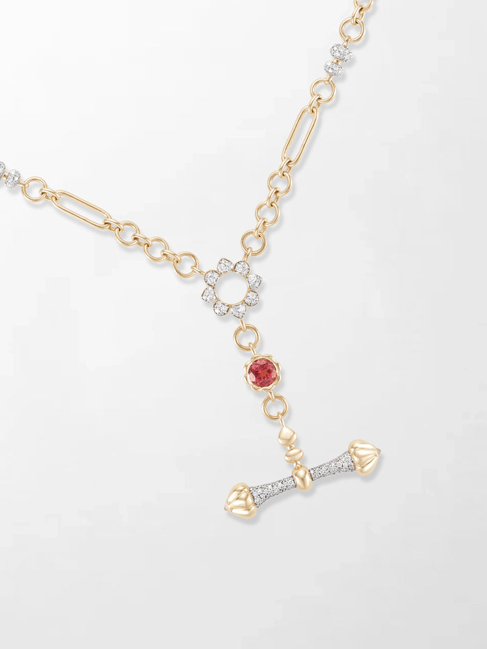 Pink Tourmaline T-Bar Chain