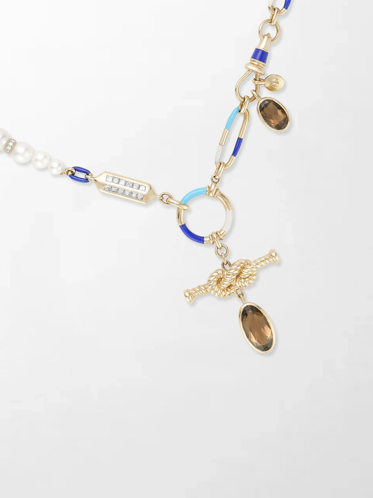 Sailor’s Knot Pearl & Smoky Quartz Necklace