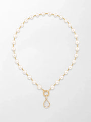 Akoya Pearl Necklace with Split Bezel Pear Pendant